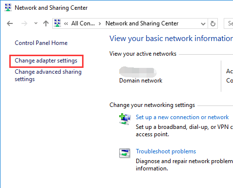 Change adapter settings