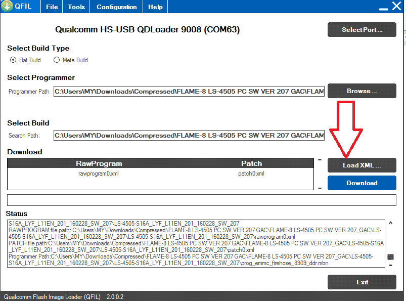 Load XML QFIL QualComm