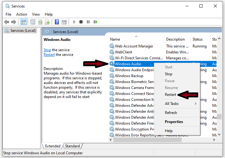 Windows Audio Restart Microphone