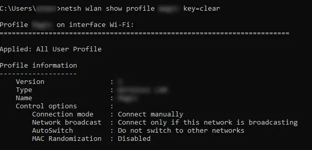 netsh wlan show profile namawifianda key = clear