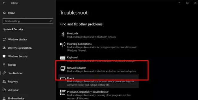 Run the Network adapter troubleshooter