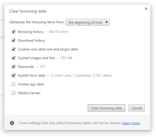 Clear the cache and cookies on the chrome