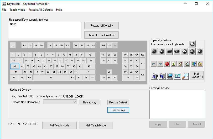 Enable or disable Caps Lock key using KeyTweak