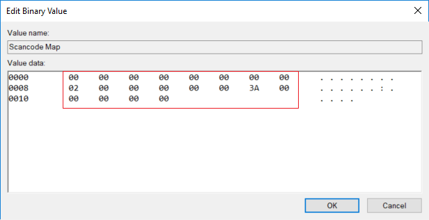 Enable or disable the Caps Lock key in Registry Editor