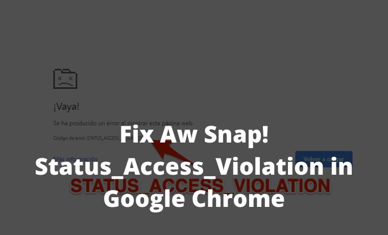 Fix Aw Snap! Status_Access_Violation in Google Chrome