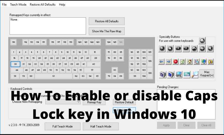 How To Enable or disable Caps Lock key in Windows 10