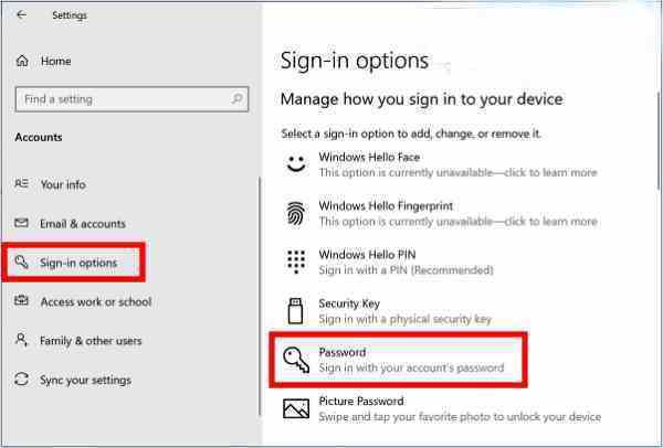 How to create login password in Windows