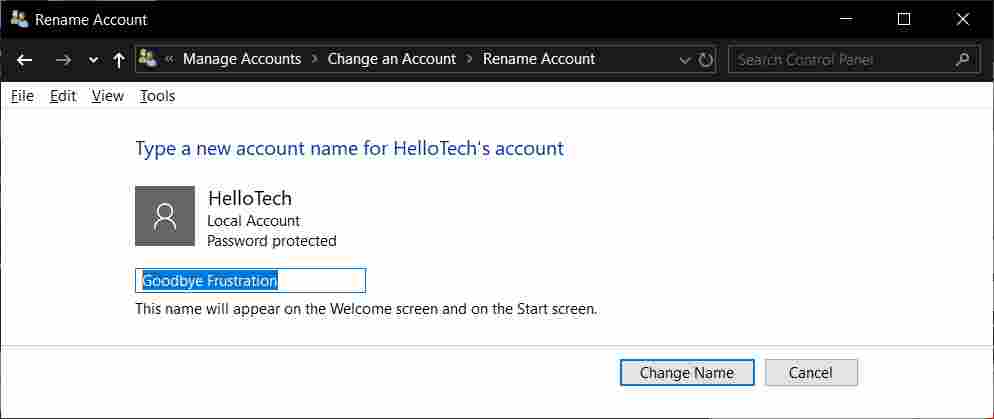 How to Change Windows 10 Administrator Name via Control Panel