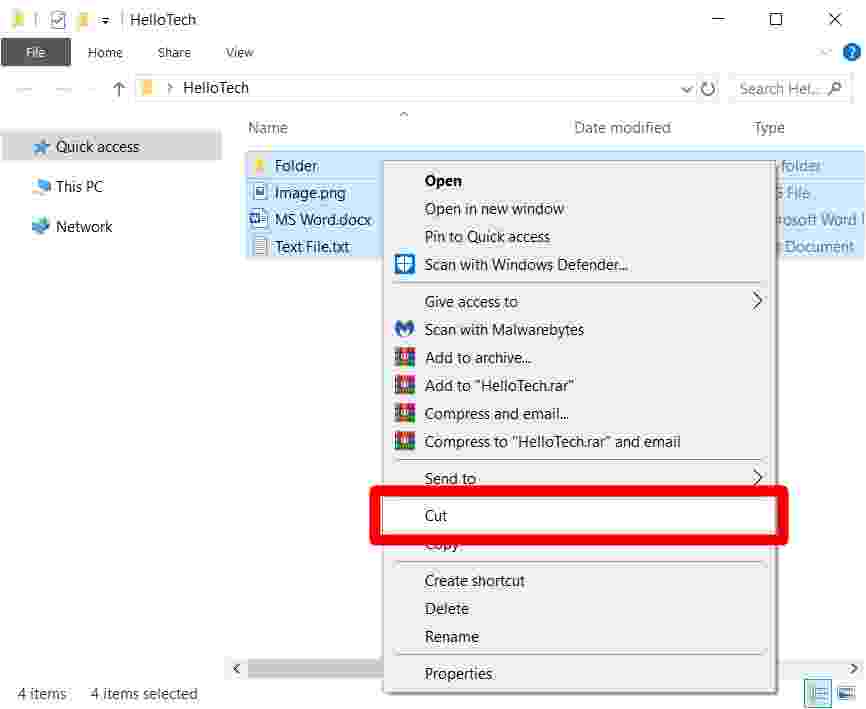 How to Cut Paste in Windows 10 Using Mouse