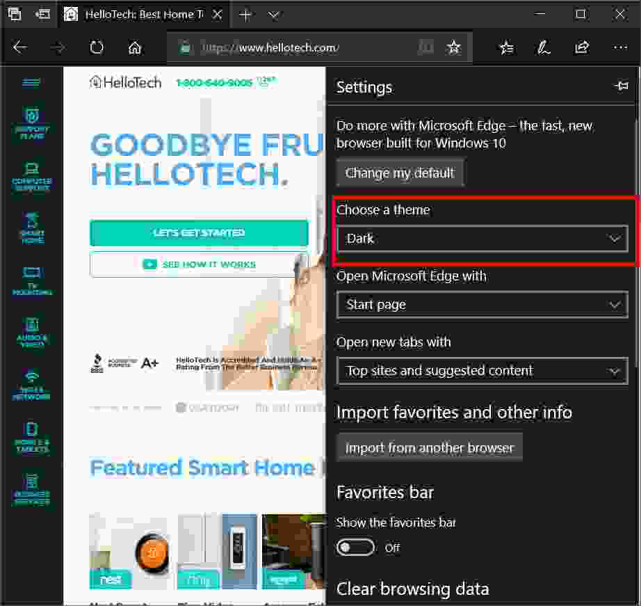 microsoft edge dark mode