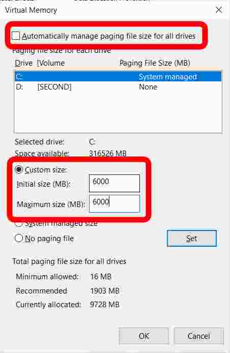 How to Manually Set Paging File Size in Control Panel