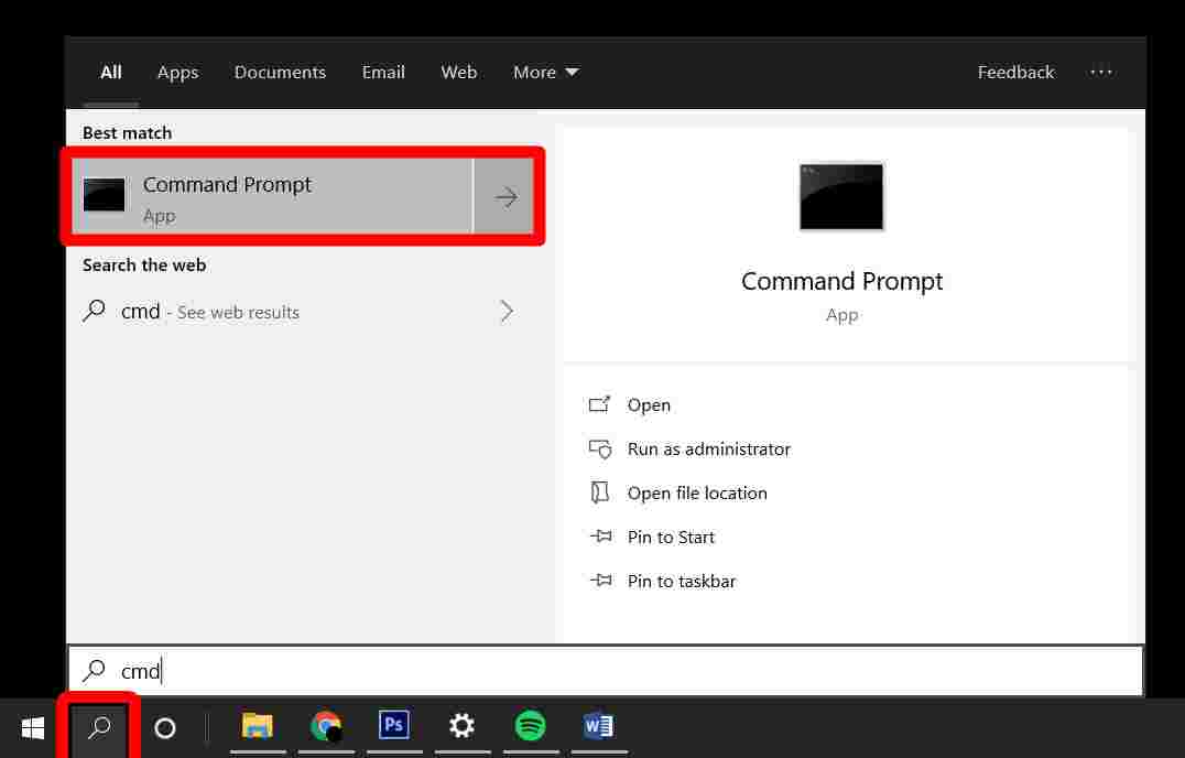 How to Open Command Prompt with Search Button