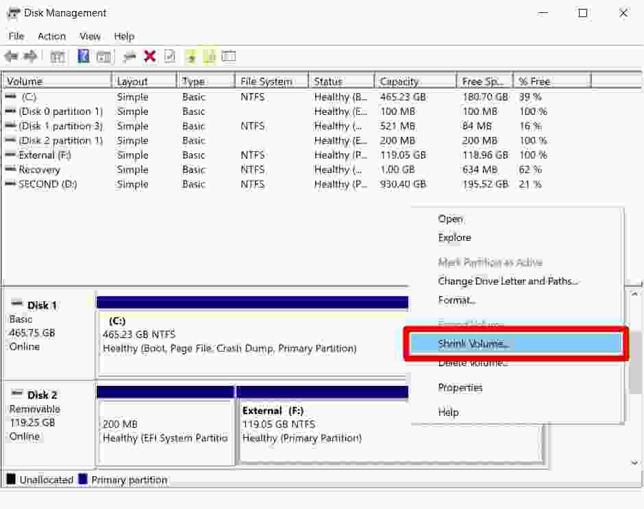How to Partition an External Disk in Windows 10