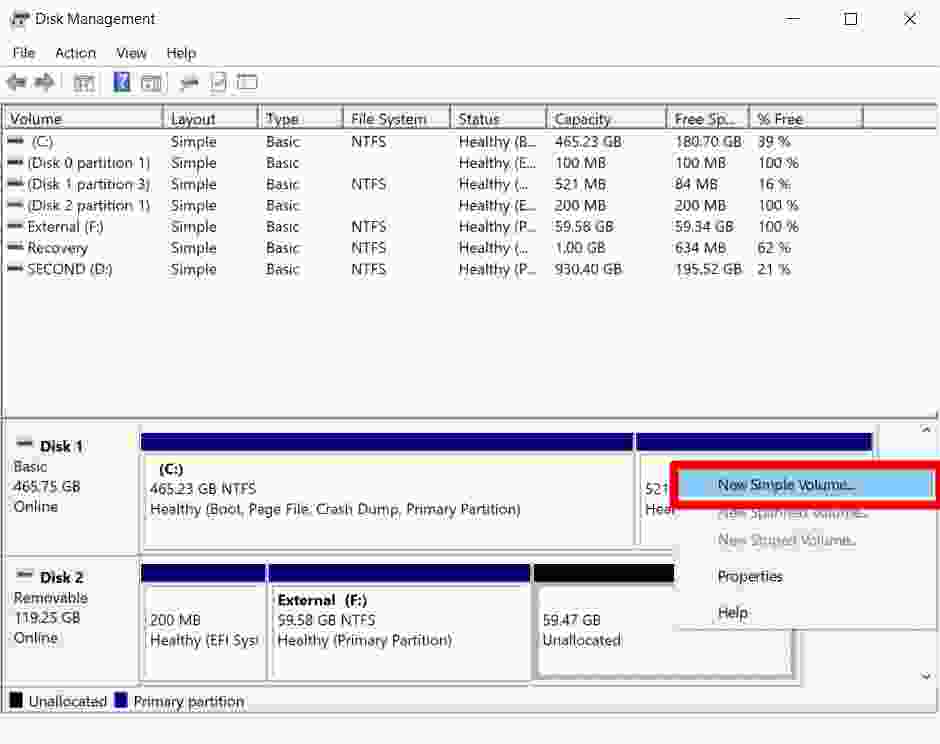 How to Partition an External Disk in Windows 10