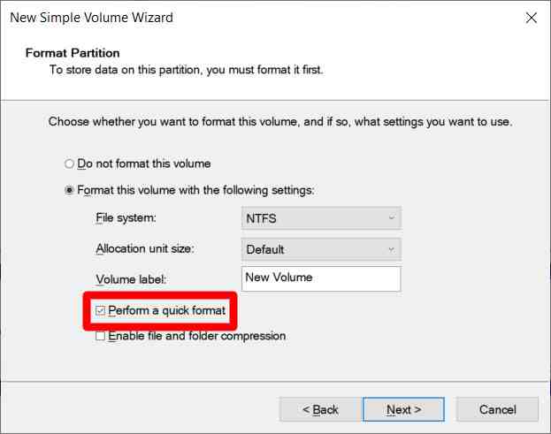 how to force format external hard drive win 10