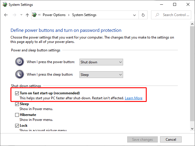 How to enable Windows 10 Fast Startup