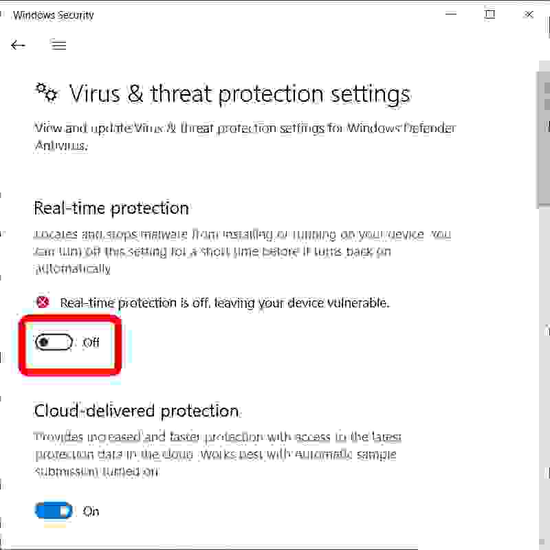 How to temporarily disable Windows Defender