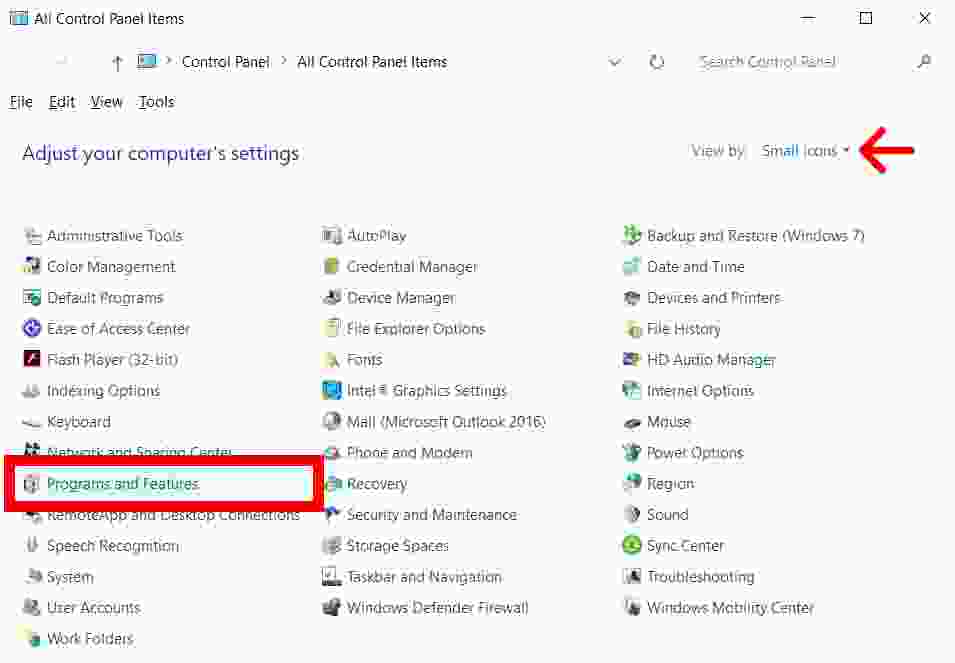 How to uninstall applications on Windows 10 through the Control Panel