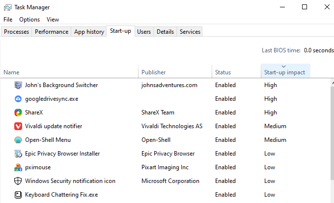 Remove or Reduce Windows 10 Startup Items