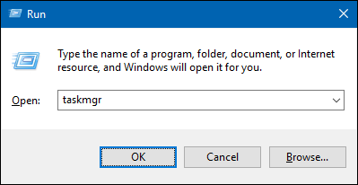 Run taskmgr from the Run Box or Start Menu
