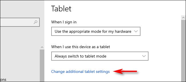 Switch Tablet Mode Using Windows Settings