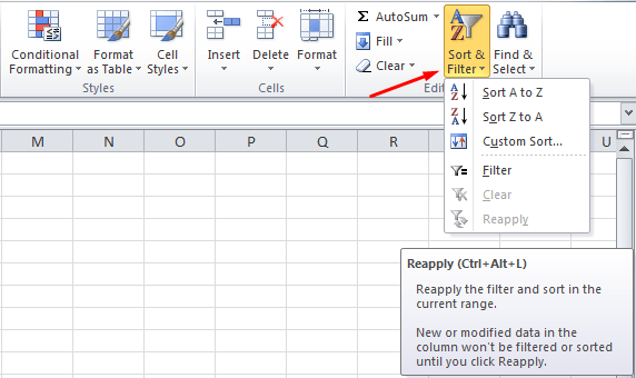 Filtering Data on Table