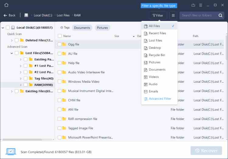 Scan All lost files from USB