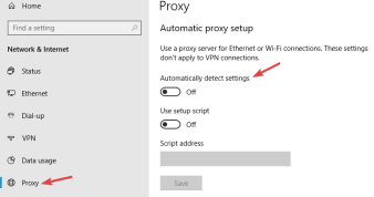 Check the proxy settings