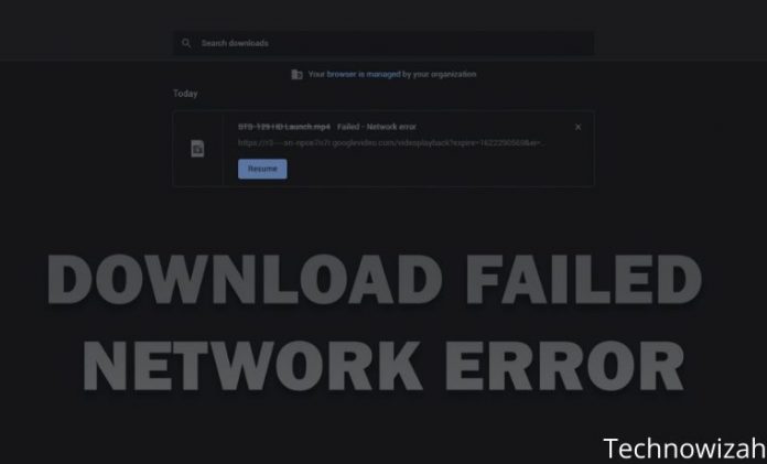 google chrome download failed network error