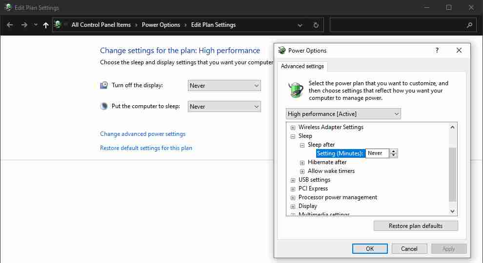 Change Power Plan Settings