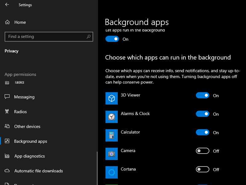 Disable Background Apps