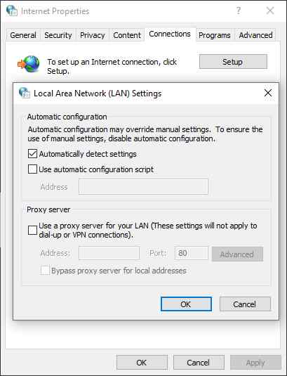 Disable Proxy Server