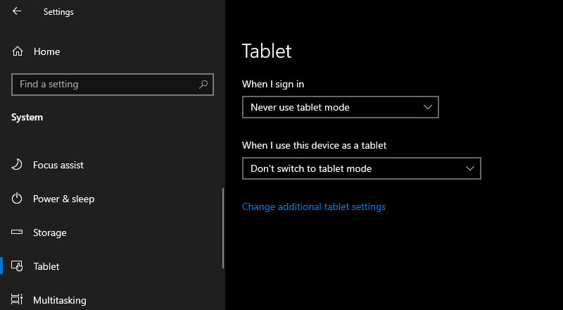 Disable Tablet Mode In Windows