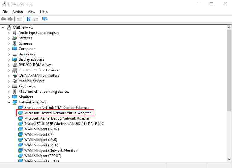 Enable Microsoft Hosted Network Virtual Adapter