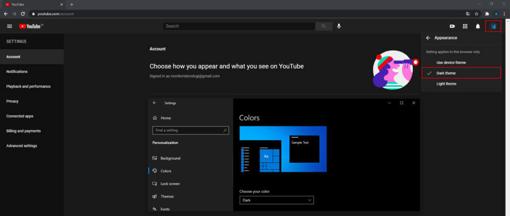 How To Change YouTube Display To Black on Windows PC
