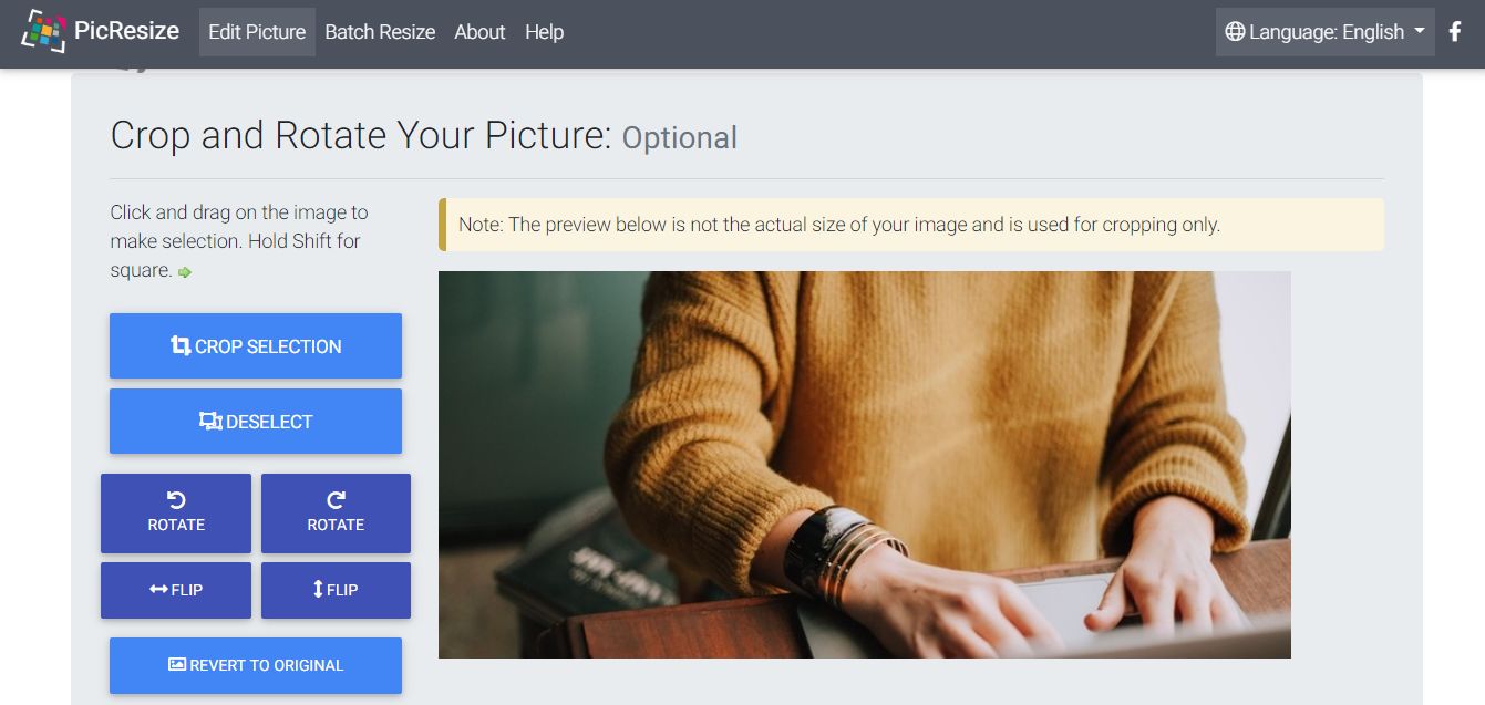 Picresize Crop, Resize, Edit images online for free