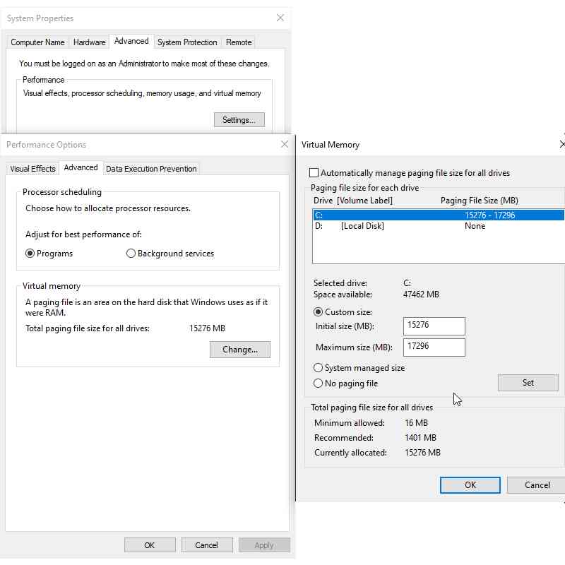 Reset Virtual Memory