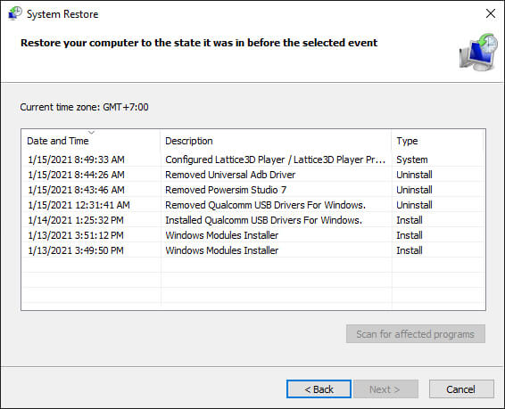 Return to a Stable System With a System Restore Point