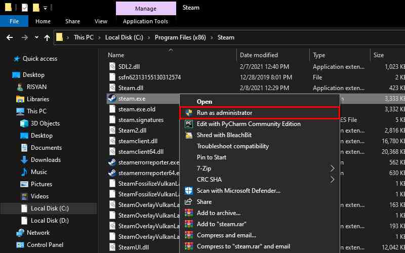 Run Steam As Admin