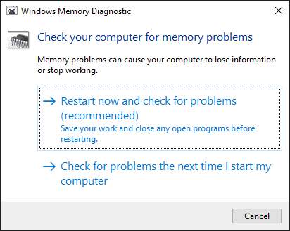 Run Windows Memory Diagnostic Tool