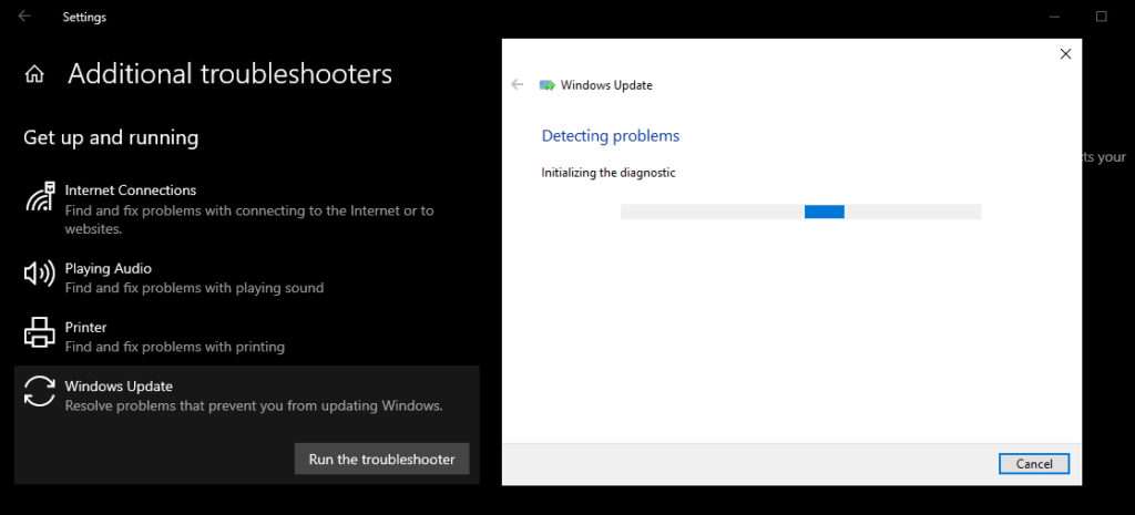 Run Windows Update Troubleshooter