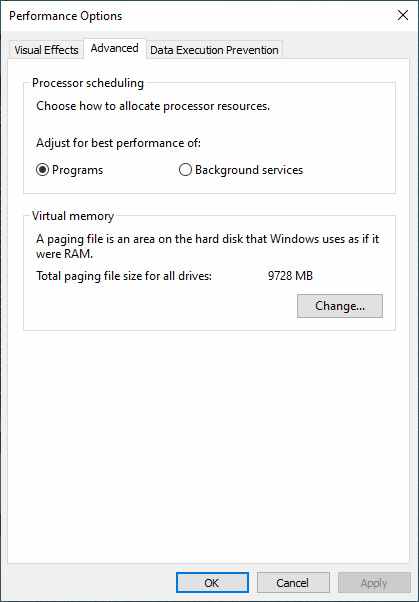 Adjust Virtual Memory Settings