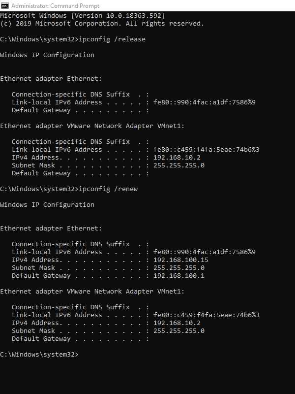 Release and Renew Your IP Address