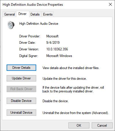 Restore Or Reinstall Audio Driver