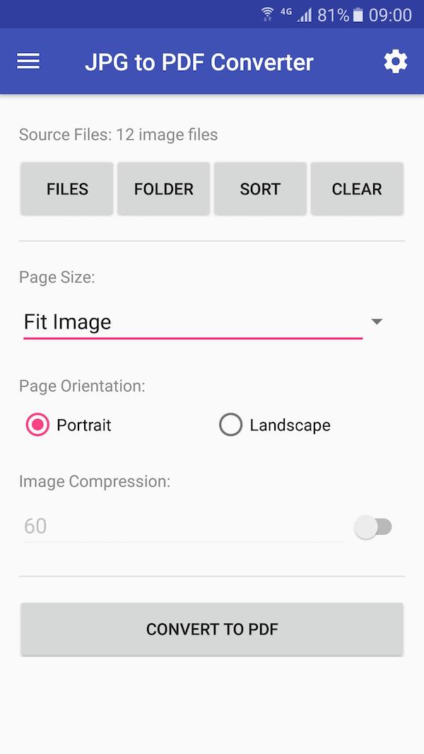 Converting JPG files to PDF using the JPG to PDF Converter App