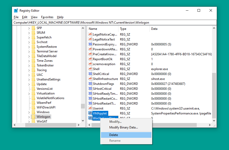 Delete Registry After Userinit