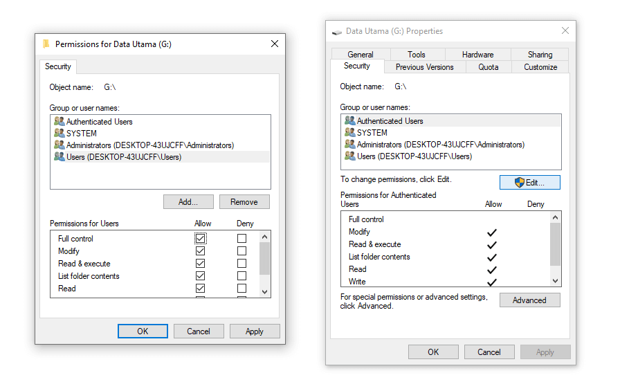 Preset Drive Permissions