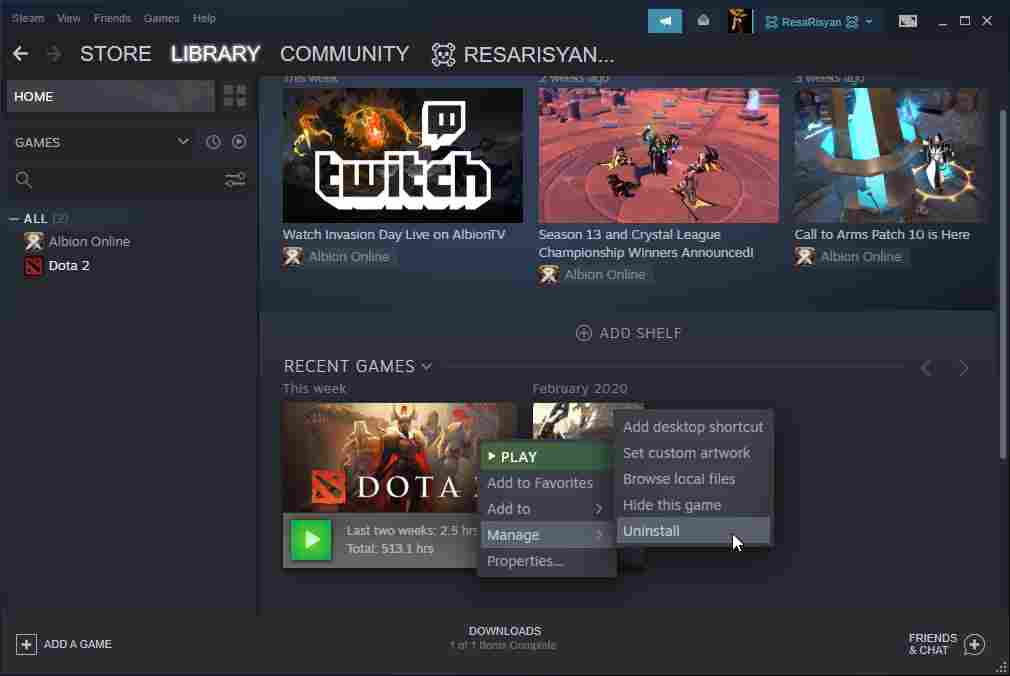 Using Steam To Uninstall Steam Games