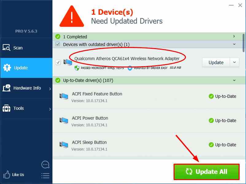 Update WiFinetwork drivers driver